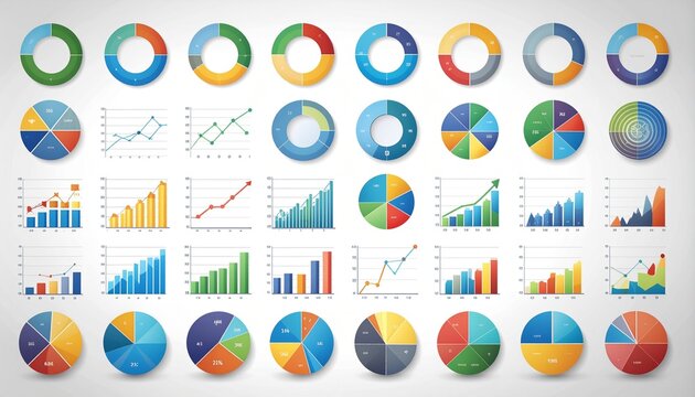 Comprehensive collection of business data visualization charts and graphs set.