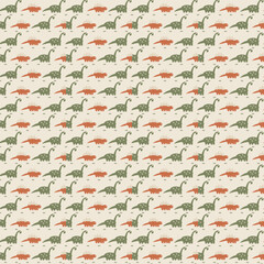 Dinosaurs seamless pattern in green and clay © Eden