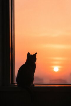 Cat Silhouette Sunset