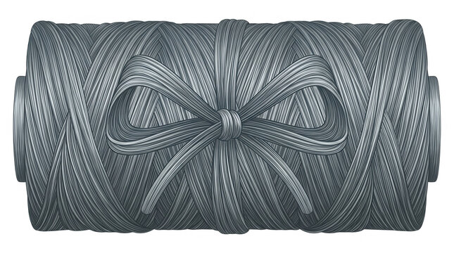 Bobine de fil gris avec un n&oelig;ud d&eacute;coratif