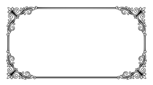 Elegant Decorative Ornate Frame Border Vintage Floral Swirl Design