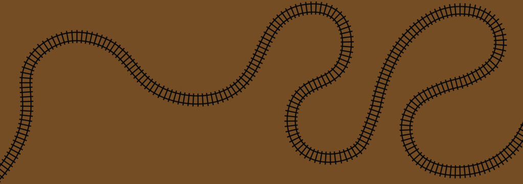 Railway train track vector route. rail pattern curve railroad path icon. Collection of railroad segments. Rail road elements top view. Train track straight and waved lines isolated