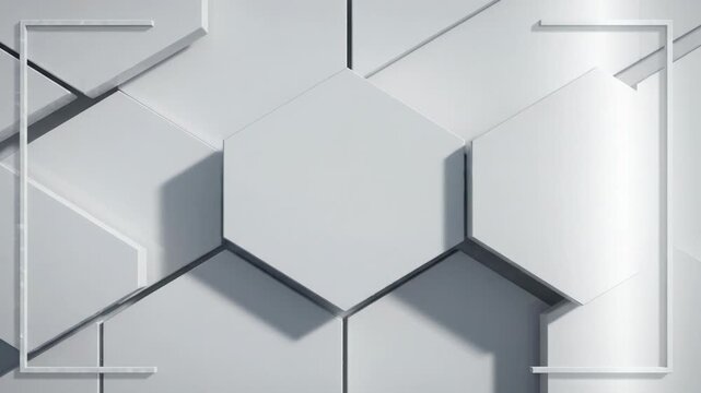 Modern White Abstract Geometry Hexagon Square Pattern Design, Minimalist Background, Geometric Shape Elegance, Clean, Precise, Sophisticated, Depth, Order, Interlocking Shapes for SEO