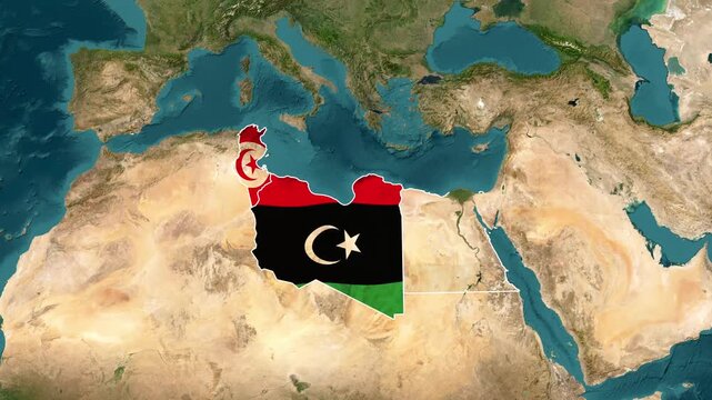 North Africa Flag Map Animation Highlighting Tunisia, Libya, and Egypt