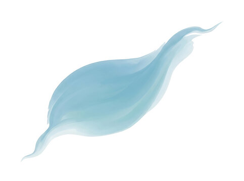 Une forme abstraite &eacute;l&eacute;gante peinte &agrave; l'aquarelle dans des tons bleu clair, pr&eacute;sentant des bords doux et fluides sur un fond blanc pur, id&eacute;ale pour des designs minimalistes.