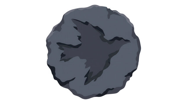 Une illustration vectorielle minimaliste repr&eacute;sentant une silhouette d'oiseau grav&eacute;e dans une pierre ronde grise sur un fond blanc pur pour un design &eacute;pur&eacute;.