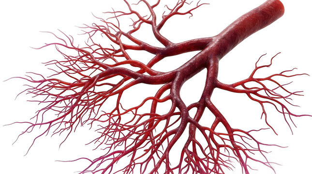 Human blood vessel network illustration isolated on transparent background