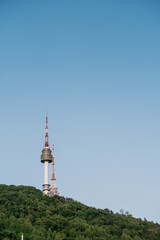 Obraz premium N Seoul Tower rising above forested hillside