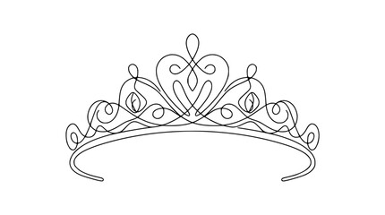 Elegant Outline Tiara Isolated Transparent Background Royal Crown Accessory for Princesses © rizky