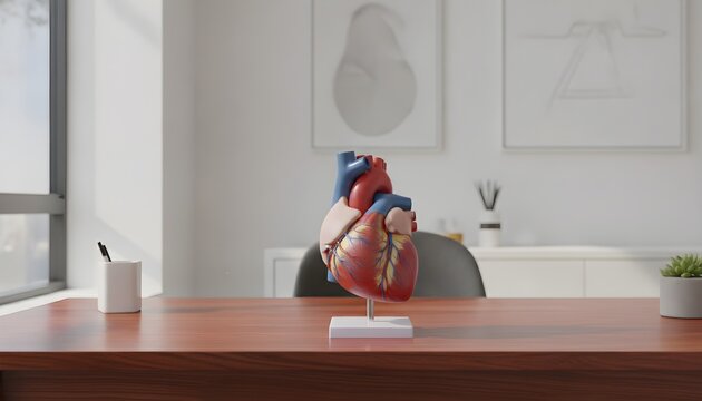 Doctor Office Desk with Heart Model Empty Interior