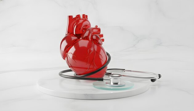 World Heart Day Concept Setup Red Heart Stethoscope