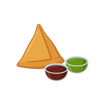 Samosa with Dipping Sauces Isolated