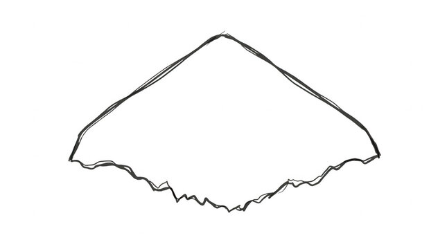 Ilustra&ccedil;&atilde;o vetorial minimalista de uma forma triangular abstrata com bordas irregulares e texturizadas, desenhada em estilo de esbo&ccedil;o manual sobre um fundo branco limpo e isolado.