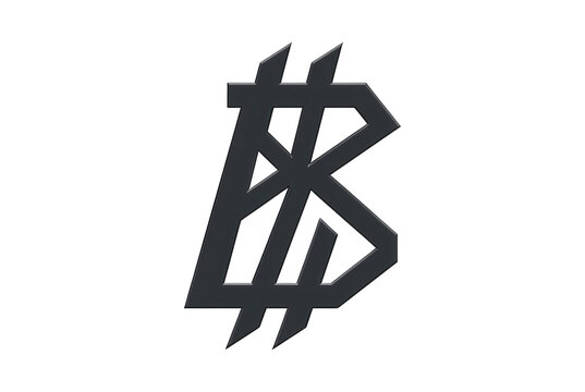 &Iacute;cone estilizado da letra B com linhas diagonais, design minimalista e moderno em preto sobre fundo branco, ideal para logotipos, branding e identidade visual corporativa.