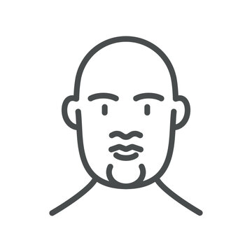Acromegaly icon. Man with large jaw, lips and chin. Face with enlarged jaw and lips representing growth hormone excess. Simple thin line outline vector illustration. Editable stroke. Pixel Perfect. 