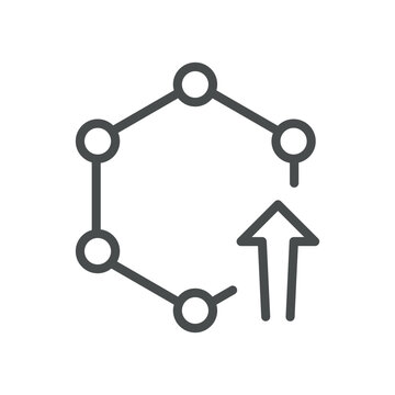 Growth Hormone icon. Hormone molecule with upward arrow for body growth. Simple thin line outline vector illustration. Editable stroke. Pixel Perfect. 