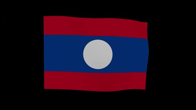 Refined Animated Laos National Flag Loop Alpha Channel