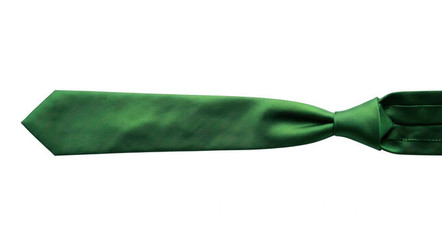 Eine elegante, smaragdgr&uuml;ne Krawatte aus gl&auml;nzendem Seidenstoff, isoliert auf einem rein wei&szlig;en Hintergrund, ideal f&uuml;r formelle Gesch&auml;ftskleidung und professionelle Anl&auml;sse.