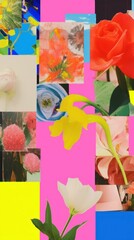 Fototapeta premium Flower theme collage art painting.