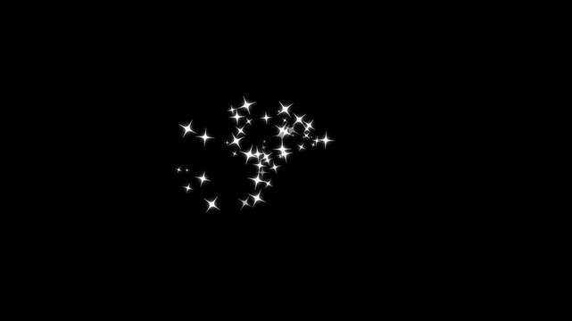 Twinkle stars line glitter sparkles, sparkling stars shine animation, blinking cartoon stars, star sparkle vector doodles, glowing light effect, retro shine black screen. 4k video