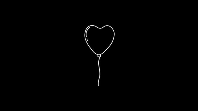 Heart-shaped balloon animation in a doodle style, suitable for celebrating Valentine's Day, love, and romance, set against a black background. 4K video.