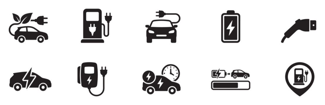 Car charging point icon. Electric plug symbol. Electricity sign. Electric car icon.