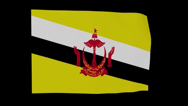 Elegant Drifting Brunei National Flag Loop Alpha Channel