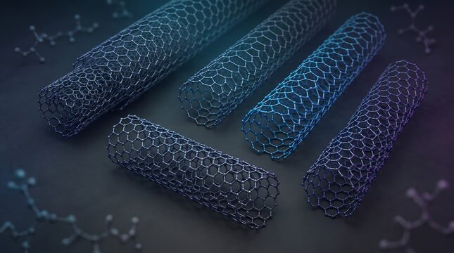 Carbon nanotubes microscopic structure and molecular arrangement in nanotechnology with scientific illustration material science tubular structure chemistry research nanotechnology nanomaterials