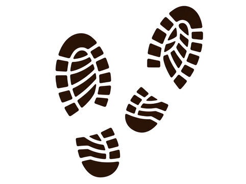 Brown Shoe Sole Tread Footprints Isolated on Transparent Background**
