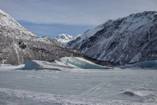 Ice frozen in lake in Alaska