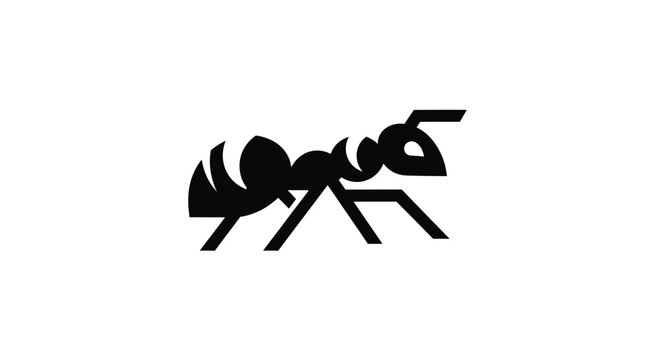 Black Ant Silhouette Vector Illustration.