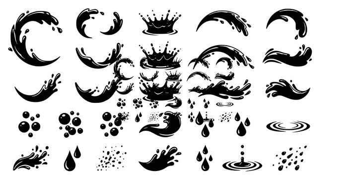 Blue water splash and droplets isolated on white background vector illustration