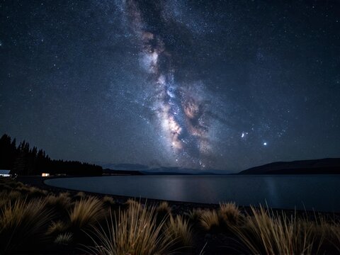 Milky Way Over Lake Tekapo Dark Sky Reserve Winter New Zealand