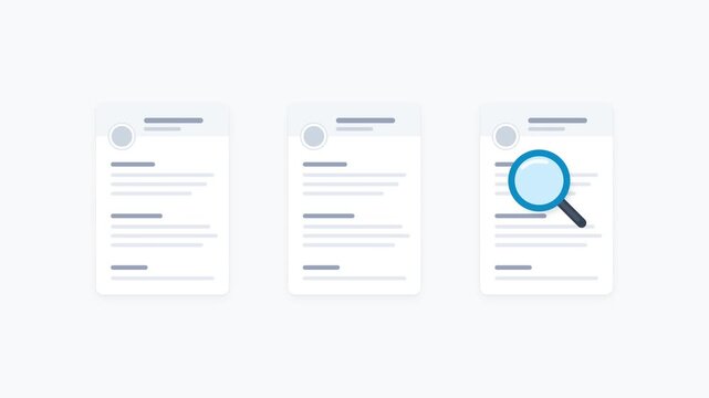 Searching through digital documents and files for information and data analysis in a clean minimalist design