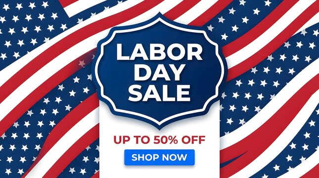 Labor day sale banner with 50 percent off discount