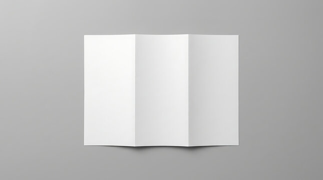 Blank Tri Fold Brochure Mockup Isolated On Gray Background For Design Presentation