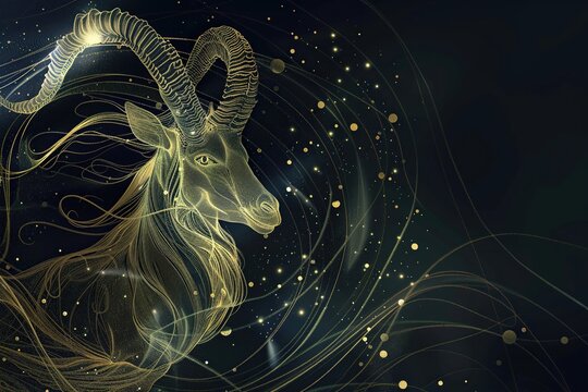 Astrological abstract composition with concept of Capricorn zodiac sign symbol