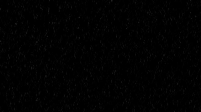Heavy rain with lightning flash effect on transparent background.