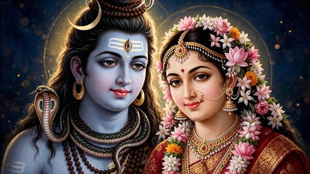 Shiva and Parvati Portrait for Mahashivratri Pradosh Vrat