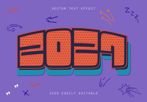 Retro Comic Style 3D Editable Text Effec