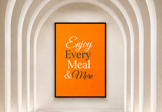 Vertical Poster Frame Mockup in Modern Minimalist Architecture Archway