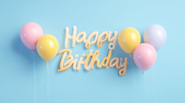Happy birthday vector illustration with colorful balloons and celebration