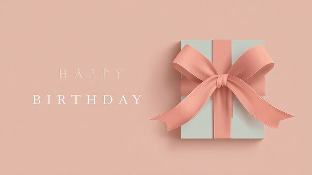 Happy birthday greeting card template with gift box and elegant ribbon decoration