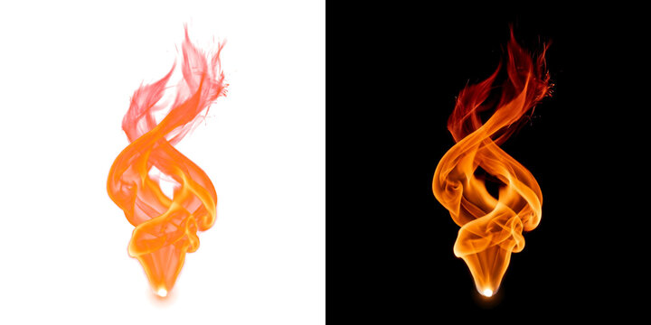 Forked Twin Spiral Taper Candle Flame Dynamic Interlocking Fire Element Glowing Cutout with Real Transparency