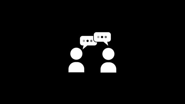 Customer service icon animation. Customer service animation motion graphic. Massage icon animation.Chat communication icon animation with speech bubble on black screen background.