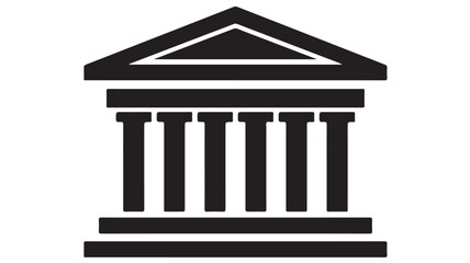 Obraz premium Minimalist black and white vector illustration depicting a classic greek temple structure with iconic pillars for architectural design project branding
