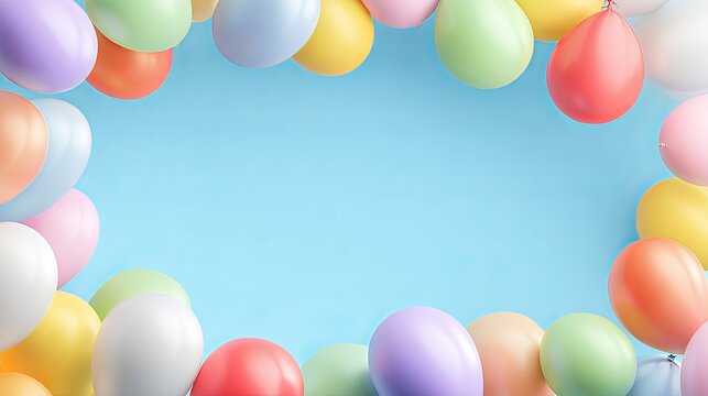 Colorful balloon celebration background with empty space for birthday and wedding
