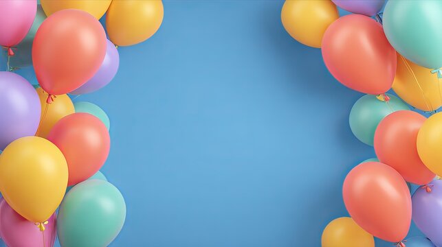 Colorful balloon celebration background with empty space for birthday and wedding
