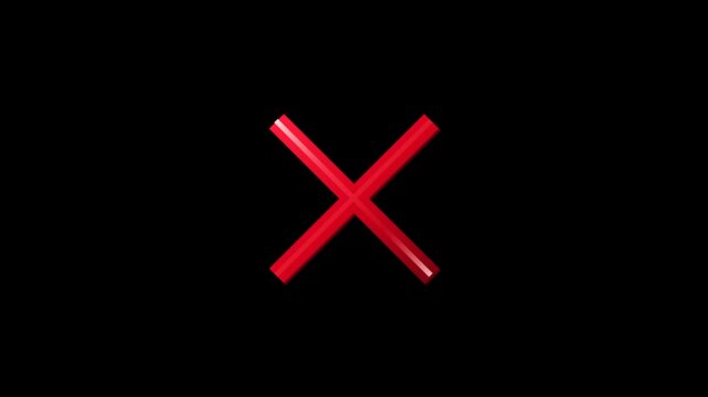 Yes and No Concept with Bold Red Cross Mark on Black Background for Wrong Choice, Negative Decision, Cancel Symbol and Modern Digital Signage