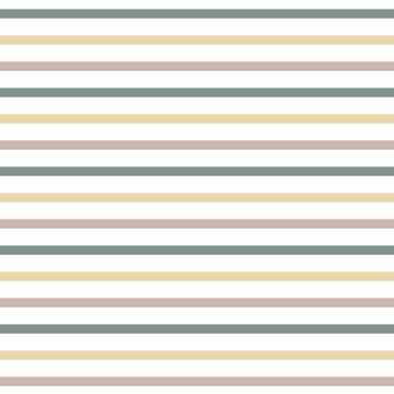 Simple pastel stripes seamless pattern. Minimalist kids nursery background with beige, green, and pink horizontal lines.